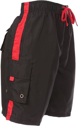 Sakkas Mens Solid Color with Contrast Stripes Skate Surf Board Short Swim Trunks in Saudi Arabia
