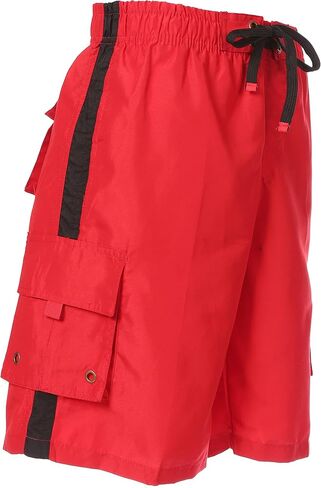 Sakkas Mens Solid Color with Contrast Stripes Skate Surf Board Short Swim Trunks in Saudi Arabia