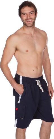 Sakkas Mens Solid Color with Contrast Stripes Skate Surf Board Short Swim Trunks in Saudi Arabia