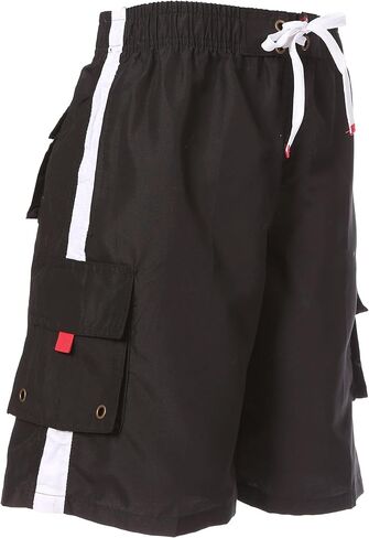 Sakkas Mens Solid Color with Contrast Stripes Skate Surf Board Short Swim Trunks in Saudi Arabia