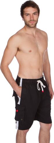 Sakkas Mens Solid Color with Contrast Stripes Skate Surf Board Short Swim Trunks in Saudi Arabia