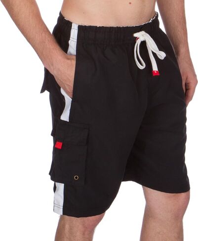 Sakkas Mens Solid Color with Contrast Stripes Skate Surf Board Short Swim Trunks in Saudi Arabia