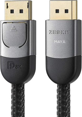 كابل Zeskit Maya المعتمد DP 1.4، 4K 120 هرتز 8K 60 هرتز 1440p 144 هرتز 240 هرتز HDR 32.4Gpbs HBR3 (3 أقدام، سترة مضفرة) in Kuwait
