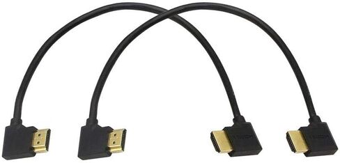 كابل محول ذكر HDMI ذكر عالي السرعة مطلي بالذهب 90 زاوية من اليمين إلى اليسار يدعم إيثرنت وثلاثي الأبعاد وإرجاع الصوت (0.3M 2Pack LL-LL) in Kuwait