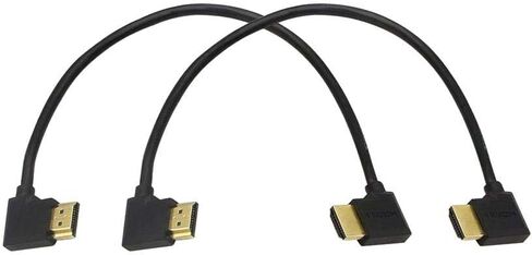 كابل محول ذكر HDMI ذكر عالي السرعة مطلي بالذهب 90 زاوية من اليمين إلى اليسار يدعم إيثرنت وثلاثي الأبعاد وإرجاع الصوت (0.3M 2Pack LL-LL) in Kuwait