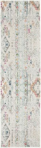 SAFAVIEH Madison Collection Runner Rug - 2'2" x 10', Grey & Blue, Boho Chic Tribal Distressed Design, Non-Shedding & Easy Care, Ideal for High Traffic Areas in Living Room, Bedroom (MAD422H) in Saudi Arabia