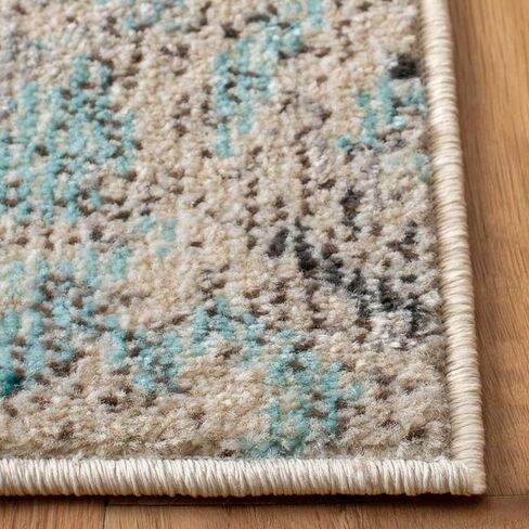 SAFAVIEH Madison Collection Runner Rug - 2'2" x 10', Grey & Blue, Boho Chic Tribal Distressed Design, Non-Shedding & Easy Care, Ideal for High Traffic Areas in Living Room, Bedroom (MAD422H) in Saudi Arabia