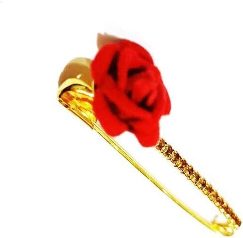 Red Floral Design Saree Golden Color Pin or Safety Pin Rose Shaped Stone Set of 6 in Saudi Arabia