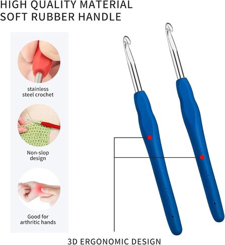 34 Pcs Crochet Hooks Set, Multicolor, 2mm-6mm Crochet Hooks, Long Crochet Hooks, Multifunctional Crochet Hooks, Ergonomic Crochet Hooks for Arthritic Hands DIY Handmade Preparation Crafts in Saudi Arabia