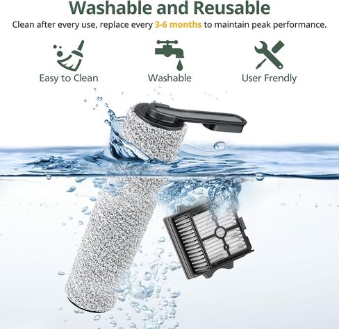 isinlive Floor ONE S5 Brush Roller Replacement Parts for Tineco Floor ONE S5/ Floor ONE S5 PRO 2 Cordless Wet Dry Vacuum Cleaner, 2 Pack Brush Roller, 4 Pack HEPA Filters and 1 Pack Cleaning Brush in Saudi Arabia