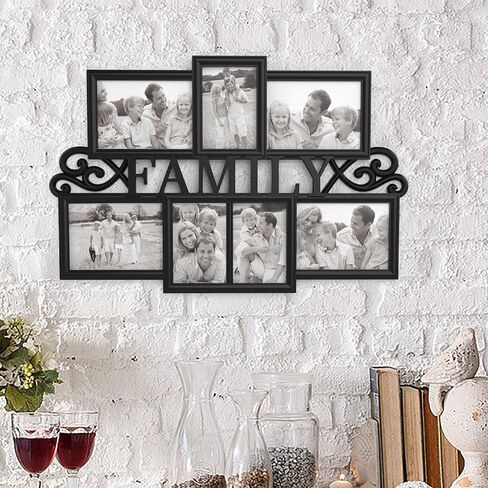 Lavish Home Collage Picture 8 Openings for 4X6 Wall Hanging Multiple Photo Frame Display for Personalized Decor, (Black) in Saudi Arabia