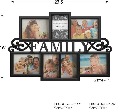 Lavish Home Collage Picture 8 Openings for 4X6 Wall Hanging Multiple Photo Frame Display for Personalized Decor, (Black) in Saudi Arabia