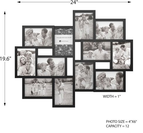 Lavish Home Collage Picture 8 Openings for 4X6 Wall Hanging Multiple Photo Frame Display for Personalized Decor, (Black) in Saudi Arabia