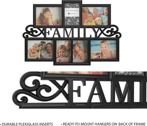 Lavish Home Collage Picture 8 Openings for 4X6 Wall Hanging Multiple Photo Frame Display for Personalized Decor, (Black) in Saudi Arabia