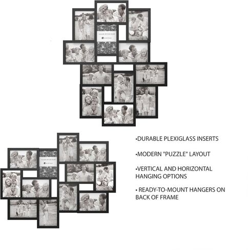 Lavish Home Collage Picture 8 Openings for 4X6 Wall Hanging Multiple Photo Frame Display for Personalized Decor, (Black) in Saudi Arabia