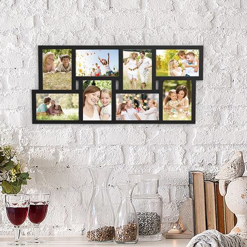 Lavish Home Collage Picture 8 Openings for 4X6 Wall Hanging Multiple Photo Frame Display for Personalized Decor, (Black) in Saudi Arabia