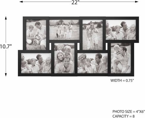 Lavish Home Collage Picture 8 Openings for 4X6 Wall Hanging Multiple Photo Frame Display for Personalized Decor, (Black) in Saudi Arabia