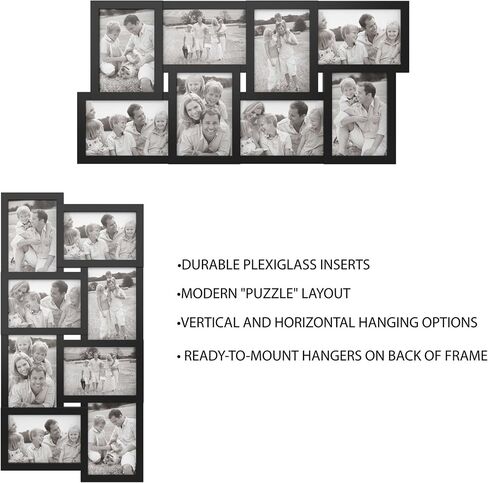 Lavish Home Collage Picture 8 Openings for 4X6 Wall Hanging Multiple Photo Frame Display for Personalized Decor, (Black) in Saudi Arabia