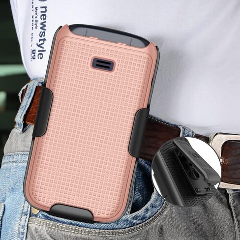 حافظة مع مشبك لهاتف Go Flip 4 / TCL FLIP Pro، غطاء صلب نحيف للهاتف Nakedcellphone و[دوار/سقاطة] مجموعة حامل حزام الورك لهاتف Alcatel 4056W، 4056L، 4056Z، 4056V - أسود in Kuwait