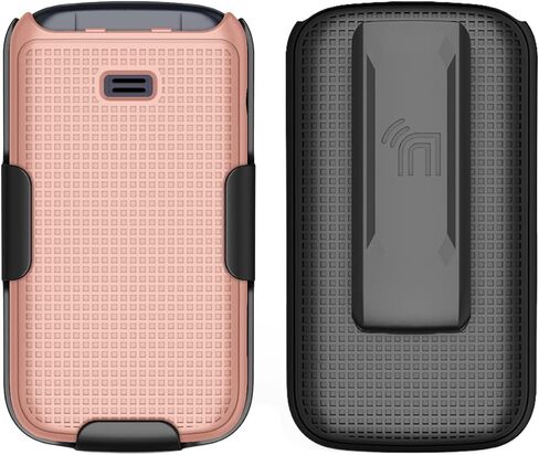 حافظة مع مشبك لهاتف Go Flip 4 / TCL FLIP Pro، غطاء صلب نحيف للهاتف Nakedcellphone و[دوار/سقاطة] مجموعة حامل حزام الورك لهاتف Alcatel 4056W، 4056L، 4056Z، 4056V - أسود in Kuwait