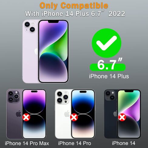 حافظة هاتف متينة لهاتف Apple iPhone 14 Plus، مع حافظة بمشبك حزام ومسند واقٍ شديد التحمل مضاد للصدمات لهاتف iPhone 14 Plus مقاس 6.7 بوصة (أسود) in Kuwait