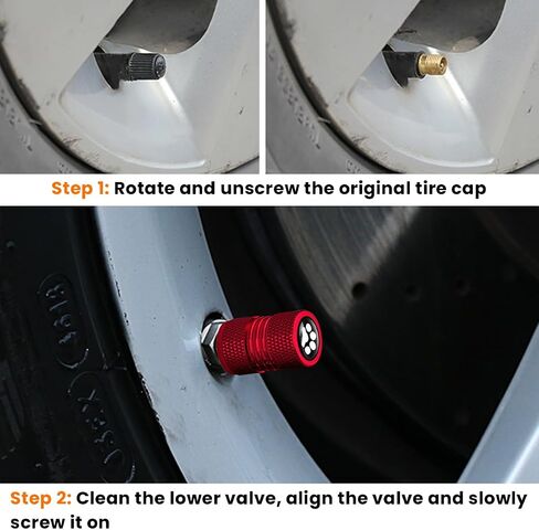 BESULEN Car Tire Valve Stem Caps, 8 Pack Aluminum Cat/Dog Paw Valve Stem Covers, Corrosion Resistant & Leak-Proof, Universal Dust-Proof Tire Air Valve Caps for Car SUV Truck Motorcycle in Saudi Arabia