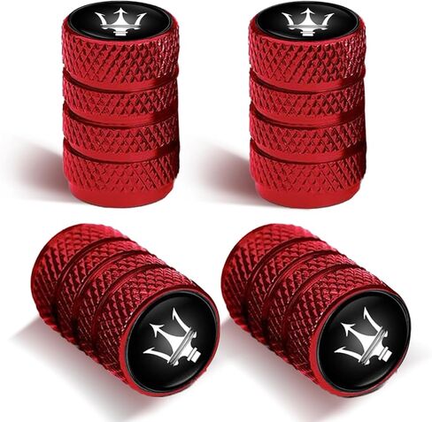 4 قطع من أغطية جذع صمام إطارات السيارة المعدنية المتوافقة مع مازيراتي كواتروبورتي، جيبلي، ليفانتي جميع موديلات غطاء العجلة، أغطية صمام الهواء ملحقات تزيين التصميم-MSLD-RED(B) in Kuwait