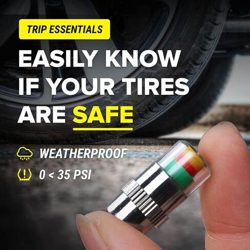 12pcs Tire Pressure Caps, Easy to Read 3 Color Car Tire Pressure Monitor Valve Stem Caps, 32-to-35 PSI in Saudi Arabia