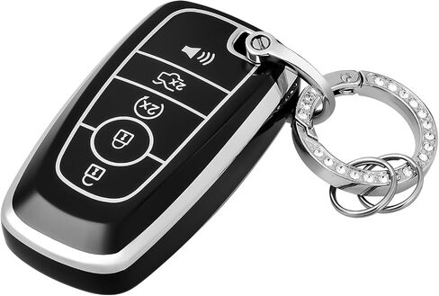غطاء مفتاح Fob من OFFCURVE مع سلسلة مفاتيح لسيارة Ford Fusion Explorer Escape F150 F250 F350 F450 F550 Edge Maverick Expedition Lincoln Aviator 5 أزرار حامل مفاتيح ذكي، وردي/نمط عشوائي in Kuwait
