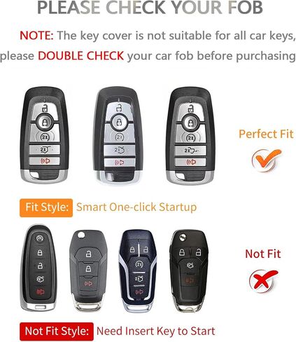 غطاء مفتاح Fob من OFFCURVE مع سلسلة مفاتيح لسيارة Ford Fusion Explorer Escape F150 F250 F350 F450 F550 Edge Maverick Expedition Lincoln Aviator 5 أزرار حامل مفاتيح ذكي، وردي/نمط عشوائي in Kuwait