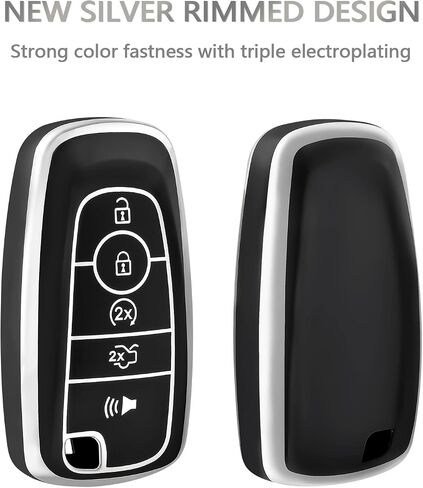 غطاء مفتاح Fob من OFFCURVE مع سلسلة مفاتيح لسيارة Ford Fusion Explorer Escape F150 F250 F350 F450 F550 Edge Maverick Expedition Lincoln Aviator 5 أزرار حامل مفاتيح ذكي، وردي/نمط عشوائي in Kuwait