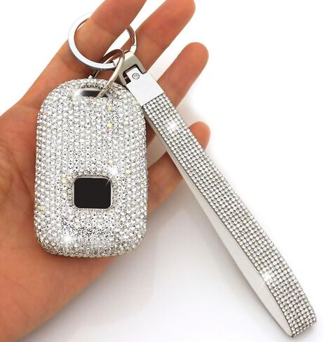 حافظة غطاء مفتاح Fob متوافقة مع Honda Accord Civic CRV Pilot Odyssey Passport Bling Crystal Diamond Key Case (الطراز B، فضي) in Saudi Arabia