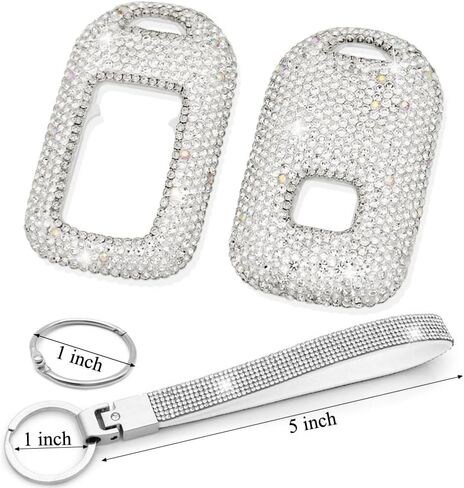 حافظة غطاء مفتاح Fob متوافقة مع Honda Accord Civic CRV Pilot Odyssey Passport Bling Crystal Diamond Key Case (الطراز B، فضي) in Saudi Arabia