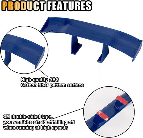 3PCS Universal Car Mini Spoiler Wing, 6.5 Inch Auto Rear Tail Wing, Mini Carbon Fiber Texture Cool Decoration, Rear Diffuser Without Perforation, Car Exterior Accessories for Men Women (Black) in Saudi Arabia