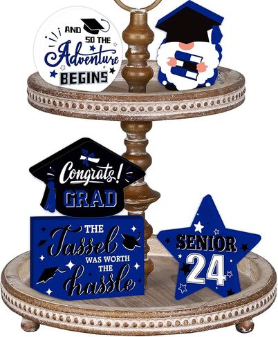 5 قطع 2024 ديكور صينية متدرجة فئة 2024 علامة طاولة خشبية تهنئة غراد ثلاثية الأبعاد ديكور خشبي للطاولة، ديكور خشبي للتخرج، هدايا التخرج لطلاب الكلية والبنات والأولاد مجموعة خضراء in Kuwait