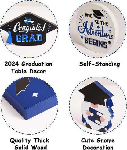 5 قطع 2024 ديكور صينية متدرجة فئة 2024 علامة طاولة خشبية تهنئة غراد ثلاثية الأبعاد ديكور خشبي للطاولة، ديكور خشبي للتخرج، هدايا التخرج لطلاب الكلية والبنات والأولاد مجموعة خضراء in Kuwait