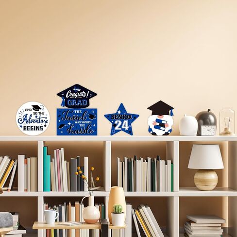 5 قطع 2024 ديكور صينية متدرجة فئة 2024 علامة طاولة خشبية تهنئة غراد ثلاثية الأبعاد ديكور خشبي للطاولة، ديكور خشبي للتخرج، هدايا التخرج لطلاب الكلية والبنات والأولاد مجموعة خضراء in Kuwait