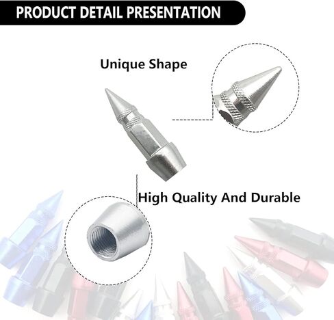 4PCS Tire Valve Stem, Dustproof Tire Wheel Stem Caps, 45mm Spiked Aluminum Stem Valve Caps,Fit Most Car Motorcycle Bike (silver) in Kuwait