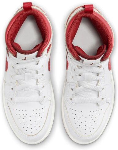 Nike Jordan 1 Mid SE Little Kids' Shoes (FJ3467-160, White/Dune Red/Sail/Lobster) Size 12 in Saudi Arabia