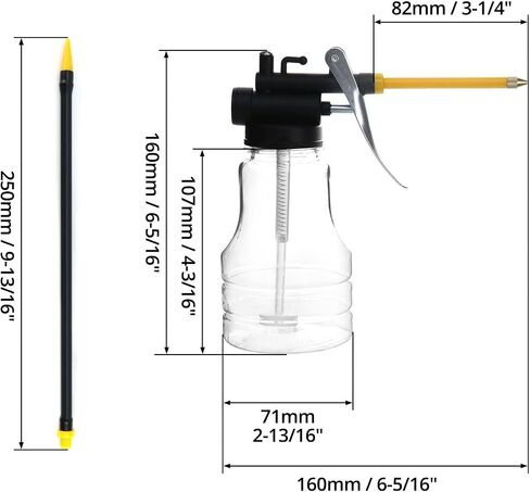 QWORK Oil Can Oil Spray Can, 3 Sets Transparent High Pressure Oiler Can Bottle with Pump, 250ml Thumb Pump Tool Oiler with 2 Spouts Straight & Flexible in Saudi Arabia