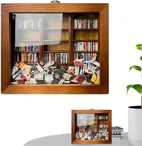 Anxiety Bookshelf Ornament, Shake Bookshelf Shake Away Your Anxiety, Gifts For Book Lovers, Miniature Book Library(with 200PCS Mini Books), For Home Room Living Room Office Decor Mini Bookshelf in Saudi Arabia