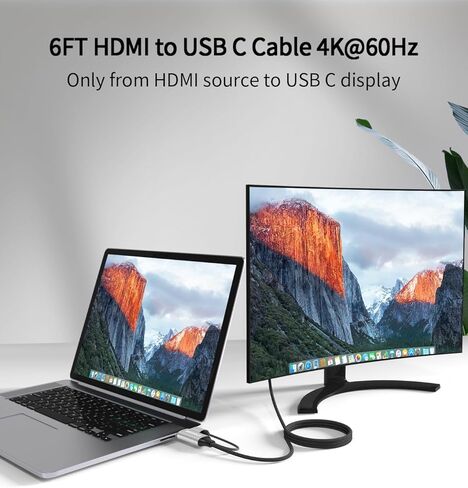 كابل HDMI إلى USB C 4K@60 هرتز، مدخل مصدر HDMI 6FT إلى سلك إخراج USB من النوع C متوافق مع Xreal Air، Nreal Air، PS5، Xbox، شاشة محمولة، منصة Steam Deck in Kuwait