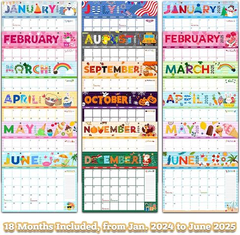 التقويم 2024-2025 تقويم معلق على الحائط لمدة 18 شهرًا، تقويم مكتب صغير لطيف، 8 × 10 بوصة مع خطافين للتعليق|يغطي يناير 2024 إلى يونيو 2025 -E01 in Kuwait