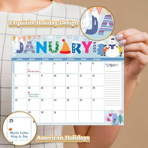 التقويم 2024-2025 تقويم معلق على الحائط لمدة 18 شهرًا، تقويم مكتب صغير لطيف، 8 × 10 بوصة مع خطافين للتعليق|يغطي يناير 2024 إلى يونيو 2025 -E01 in Kuwait