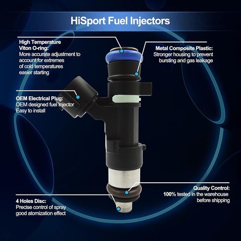 HiSport Fuel Injector 0280158005-6 PCS Compatible with Nissan 3.5L V6,Altima 2004-2006,Maxima 2004-2008,Murano 2003-2004,Quest 2004-2009 in Saudi Arabia