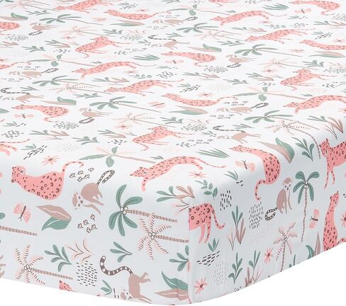 Lambs & Ivy Enchanted Safari Animals 100% Cotton Jungle Baby Fitted Crib Sheet in Saudi Arabia