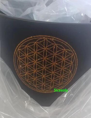 8 "C ملاحظة 528HZ زهرة الحياة الكريستال الأسود الغناء وعاء متجمد الكوارتز الجذر قاعدة شقرا التأمل الشفاء الصوت مع حقيبة حمل متينة من جلد الغزال المهاجم O-حلقة in Kuwait