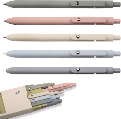 Quick Dry Ink Pens, Gel Pens Fine Point Smooth Writing, Retractable 0.5 mm Black Ink Pens, Rollerball Pens for Note Taking School Office Supplies, Cute Pens for Women Gifts (5Pcs Morandi) in Saudi Arabia