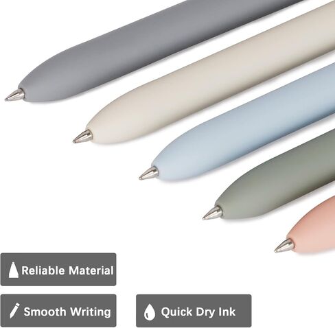 Quick Dry Ink Pens, Gel Pens Fine Point Smooth Writing, Retractable 0.5 mm Black Ink Pens, Rollerball Pens for Note Taking School Office Supplies, Cute Pens for Women Gifts (5Pcs Morandi) in Saudi Arabia