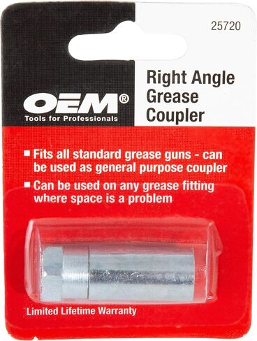OEMTOOLS 25720 Right Angle Coupler, Low Profile Grease Gun Hose Adapter, Great for Hard to Reach Fittings and General Use, Durable Steel in Saudi Arabia